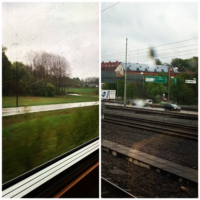 Tåg ett och tåg två på väg mot Sthlm. Måtte den delen av landet bjuda på bättre väder!